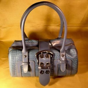 Vintage Guess Ice Blue Crocodile Handbag